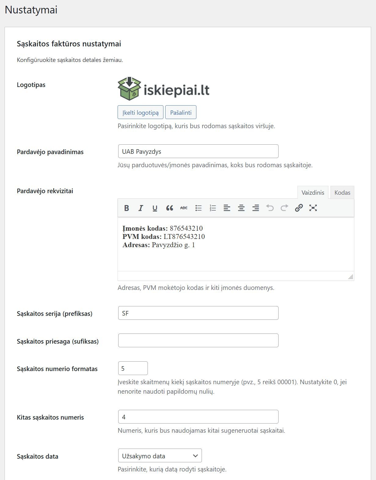 WooCommerce PDF sąskaitos faktūros — 9